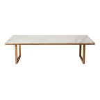 Table basse ronde Waratah en marbre, plateau blanc, or