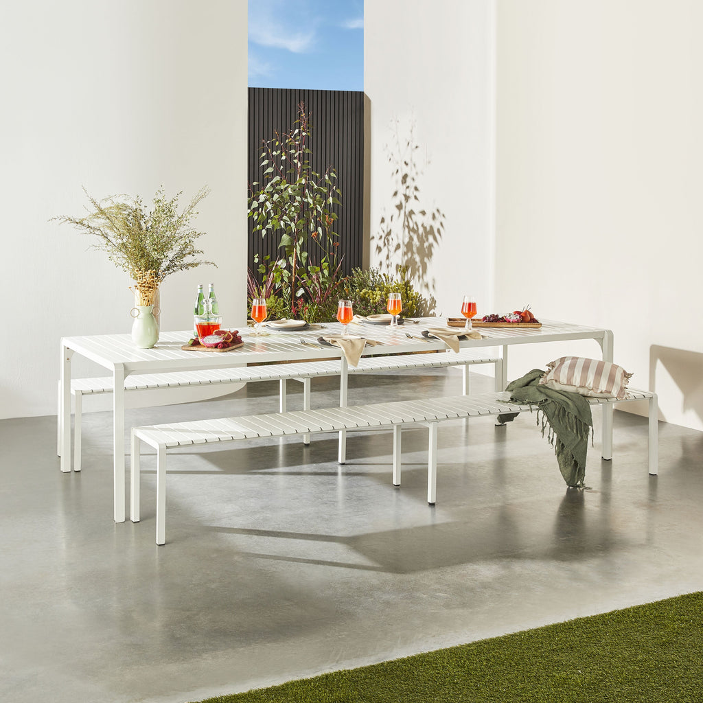 Kace Outdoor Aluminium Dining Table Gloss White 300cm