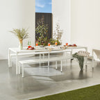 Table à Manger d'Extérieur Kace en Aluminium Brillant Blanc 300cm