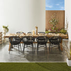Table à manger en teck recyclé massif avec pieds croisés, finition naturelle, 320 cm
