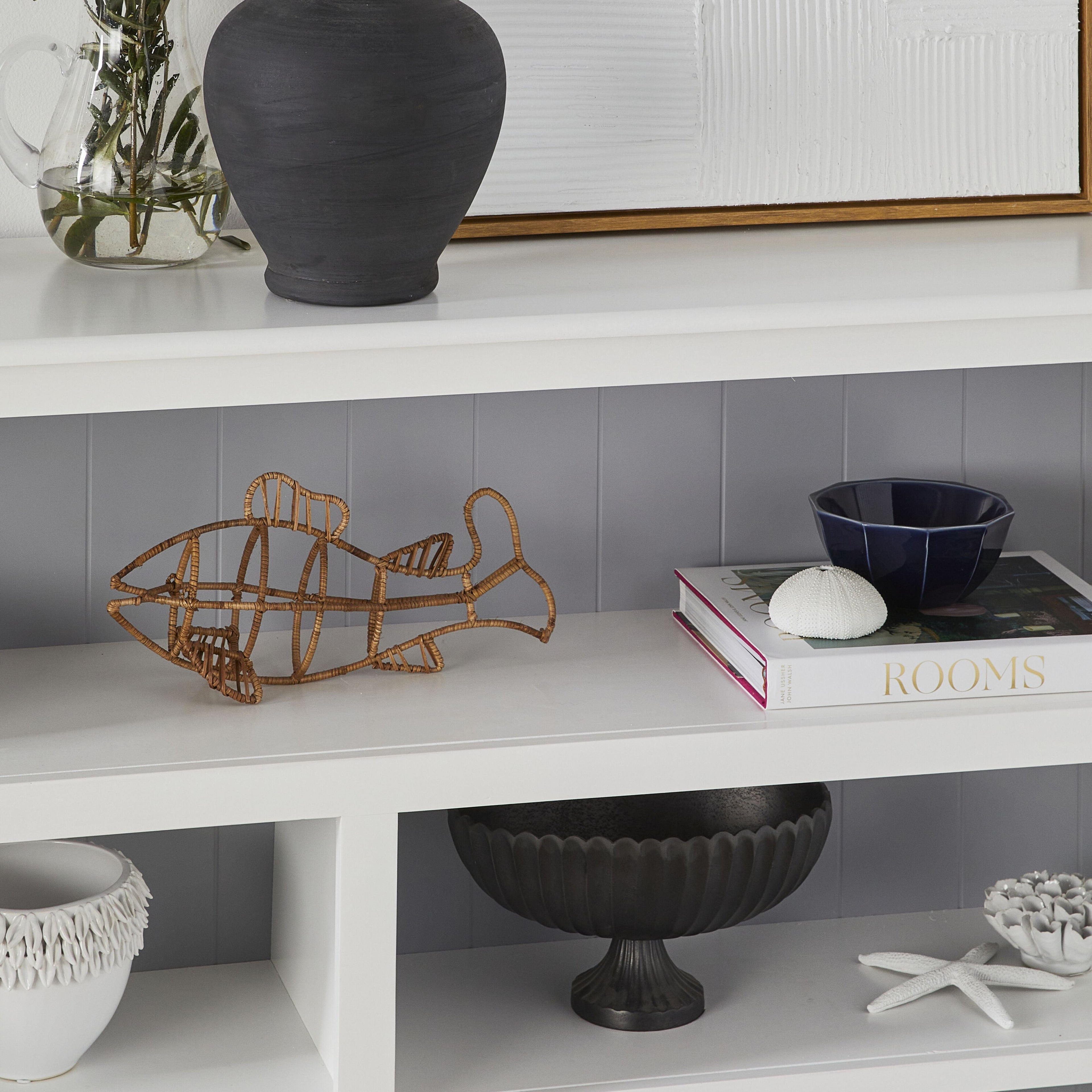 Armand Hamptons Timber Lowline Bookcase White 90x155cm