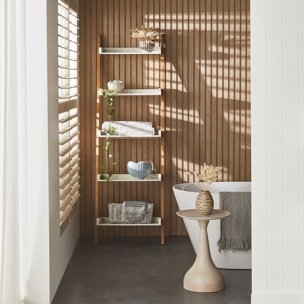 Clover Ladder Open Timber Shelving Unit White 185x60cm