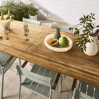 Table de salle à manger en bois massif de teck recyclé à piètement croisé naturel 400cm