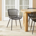 Chaise de salle à manger empilable Lini en aluminium d'extérieur noir mat
