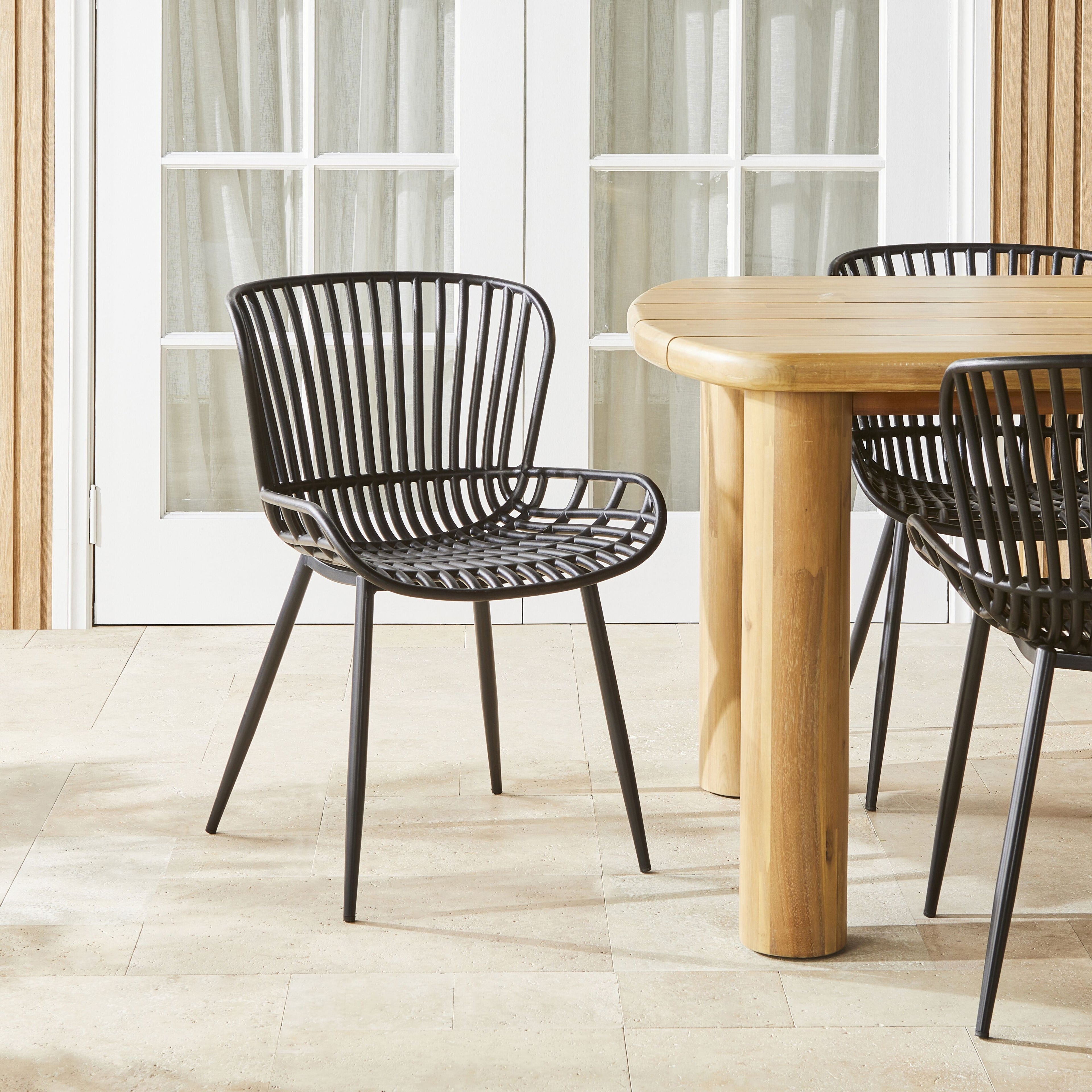 Lini Outdoor Aluminium Stackable Dining Chair Matte Black