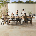 Table de salle à manger en bois massif de teck recyclé à piètement croisé naturel 400cm