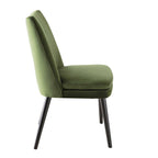 Chaise de salle à manger en velours vert olive