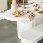 Table à manger d'extérieur Ripple en aluminium courbé blanc 6 places