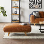Pouf en cuir Carson Dakota marron vieilli