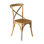 Chaise de salle à manger provinciale à dossier croisé en chêne naturel