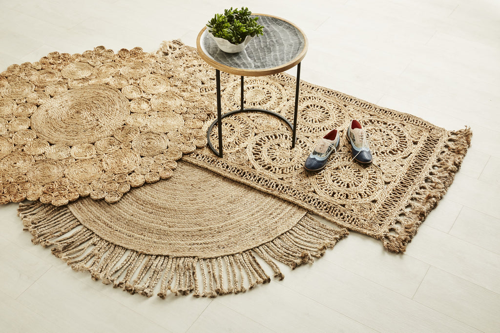 Cochin Hand Stitched Natural Round Rug 120cm