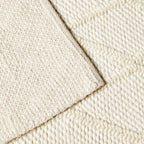 Tapis en laine tissé main, losanges, viscose, crème 240 x 300cm