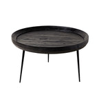 Table basse ronde en bois massif Luna - Noir mat