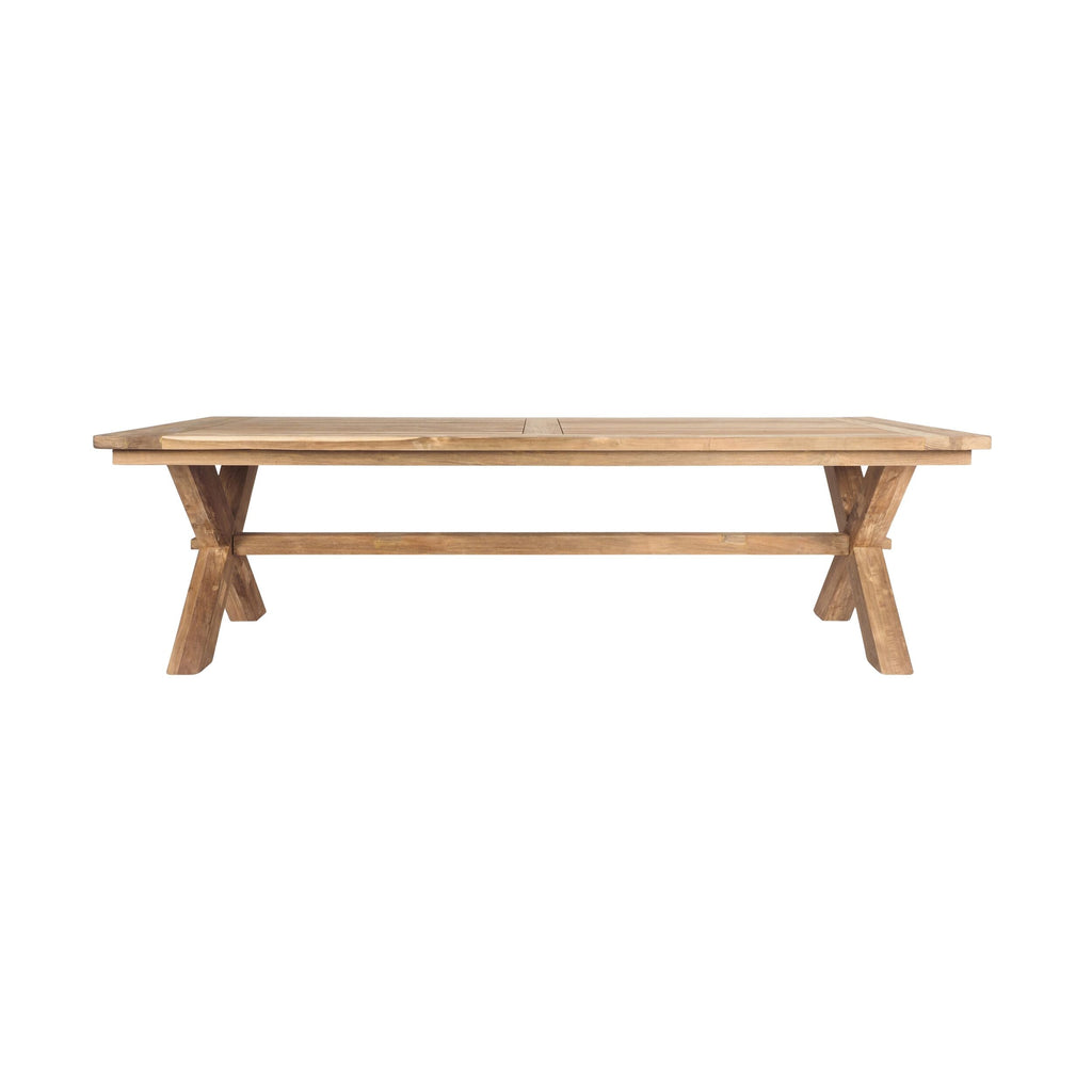 Reclaimed Teak Cross Leg Solid Timber Dining Table Natural 260cm