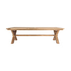 Table à manger en teck recyclé à piètement croisé, bois massif, naturel, 260 cm