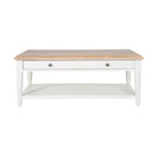 Table Basse Clover 1 Tiroir en Bois Massif Blanc Naturel