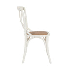 Chaise de salle à manger à dossier croisé Provinciale Blanc Vintage