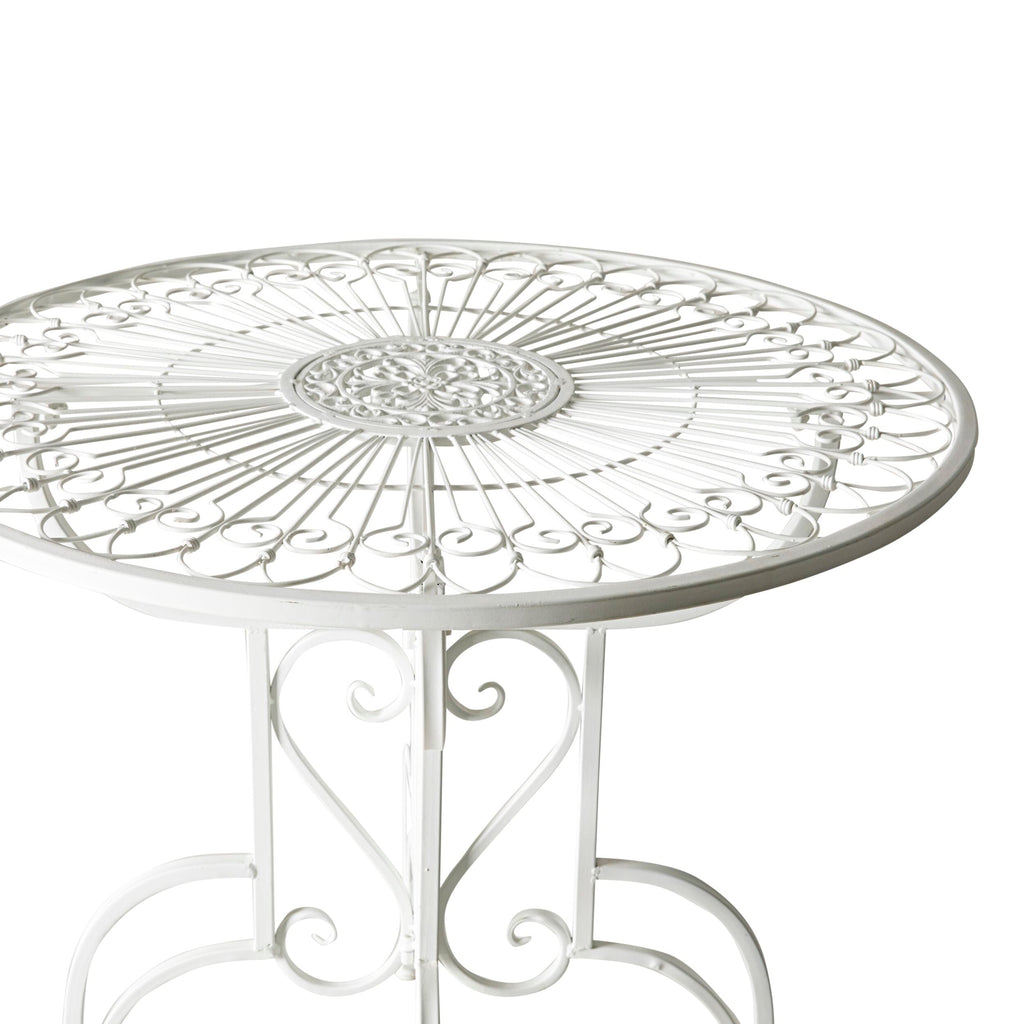 Arles French Bistro Steel Garden Table Gloss White