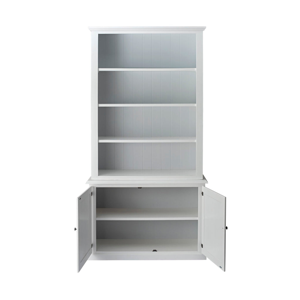 Armand Hamptons Timber 2 Door Library Shelving Unit White 124x240cm