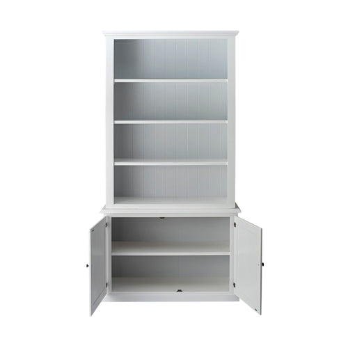 Armand Hamptons Timber 2 Door Library Shelving Unit White 124x240cm