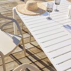 Table à Manger d'Extérieur Kace en Aluminium Brillant Blanc 300cm