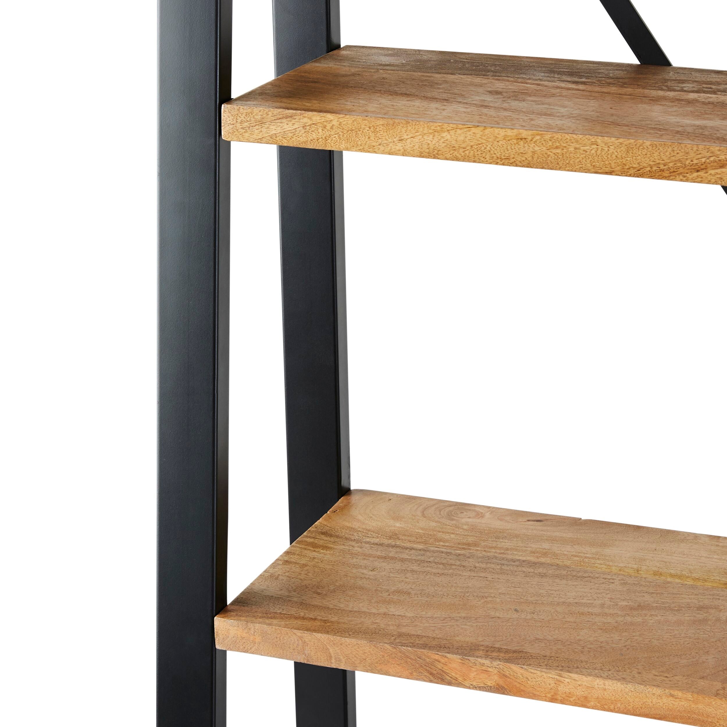Fulham Mid Century Timber Large Ladder Shelving Unit Natural 193x121cm