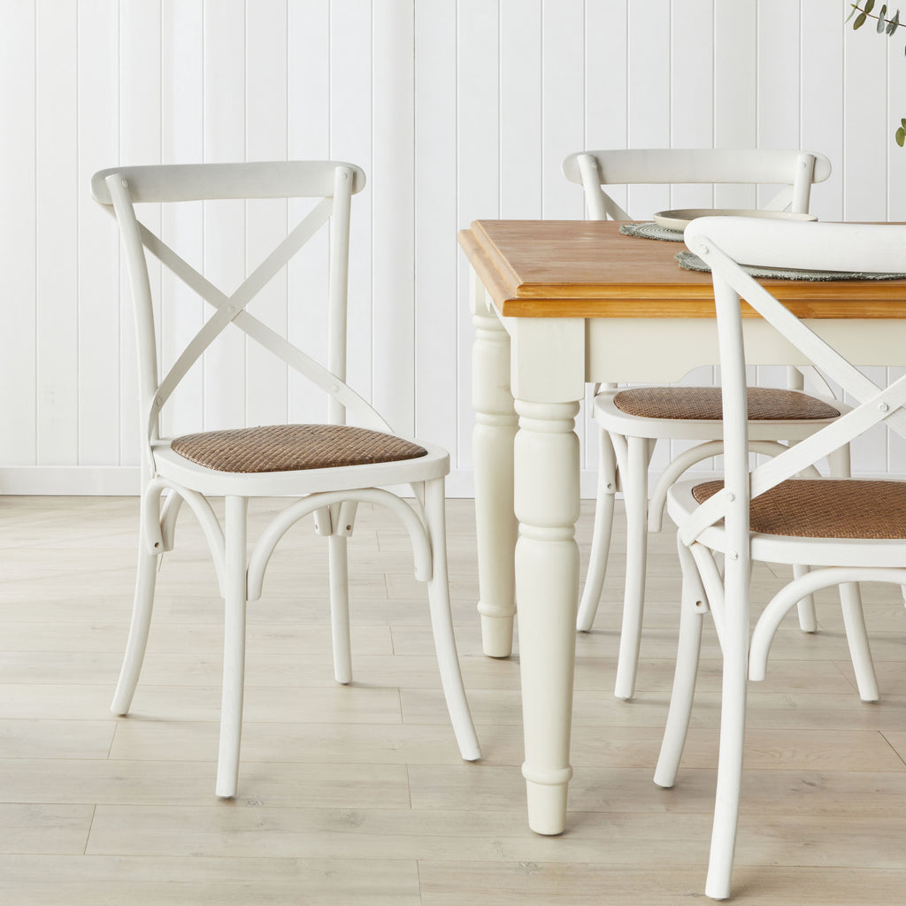 Provincial Cross Back Dining Chair Crisp White