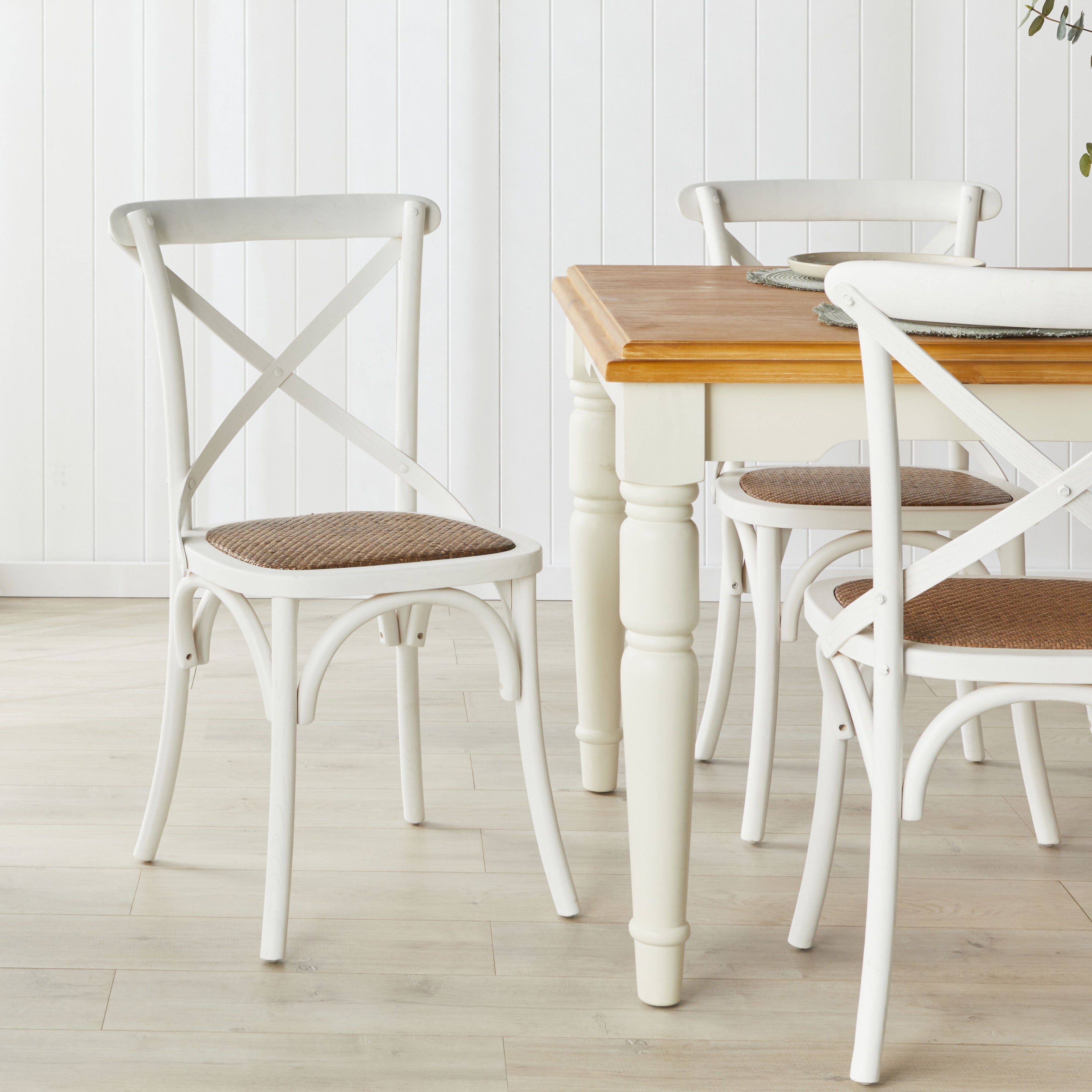 Provincial Cross Back Dining Chair Crisp White