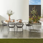 Table à manger d'extérieur Ripple en aluminium courbé blanc 6 places