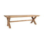 Table à manger en teck recyclé à piètement croisé, bois massif, naturel, 260 cm