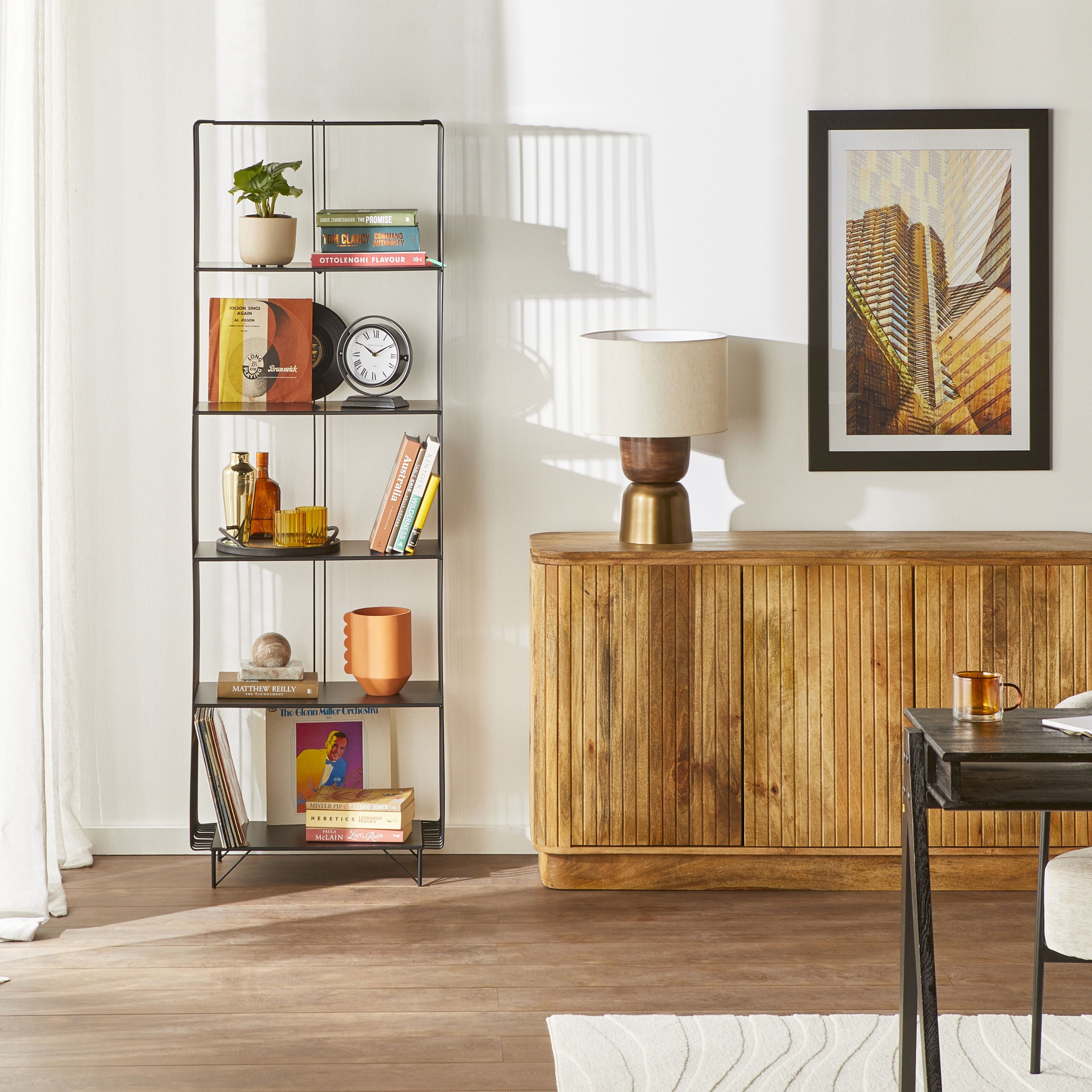 Hendrix 5 Tier Open Timber Tall Shelving Unit Natural 182.5x60cm