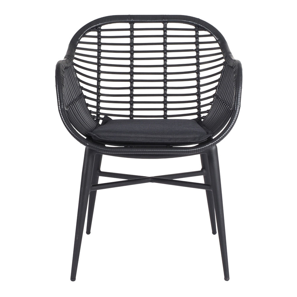Deck Outdoor Wicker Dining Chair Matte Black