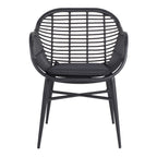 Chaise de salle à manger d'extérieur en osier mat noir Deck