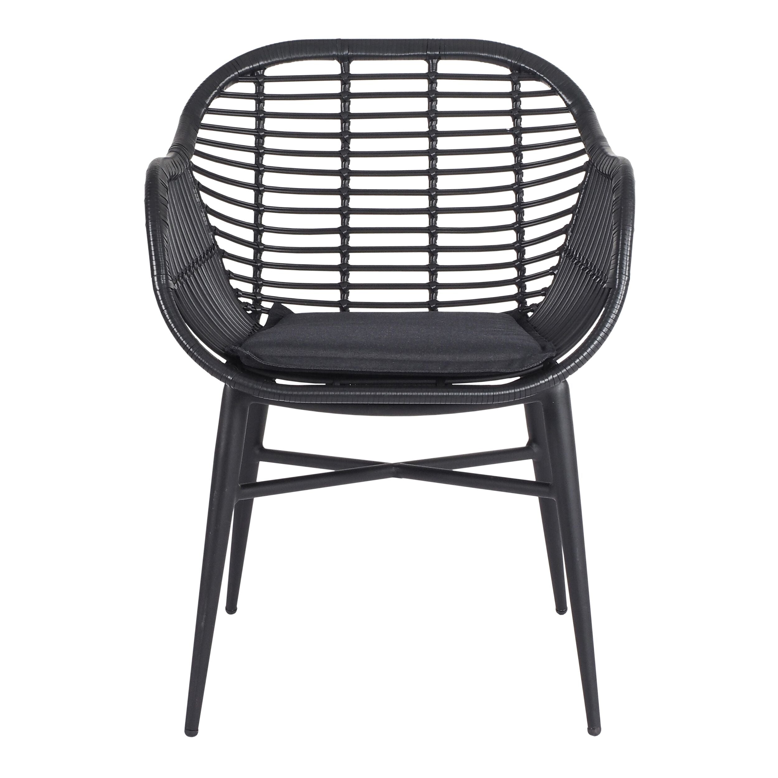 Deck Outdoor Wicker Dining Chair Matte Black