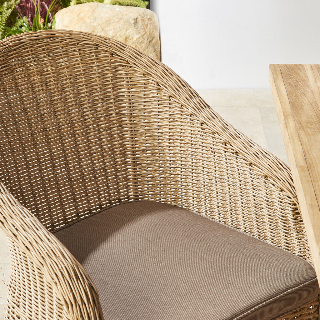 Verdun Outdoor Wicker Dining Chair With Cushion Natural