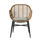 Chaise de salle à manger d'extérieur en osier et rotin naturel