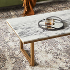 Table basse ronde Waratah en marbre, plateau blanc, or