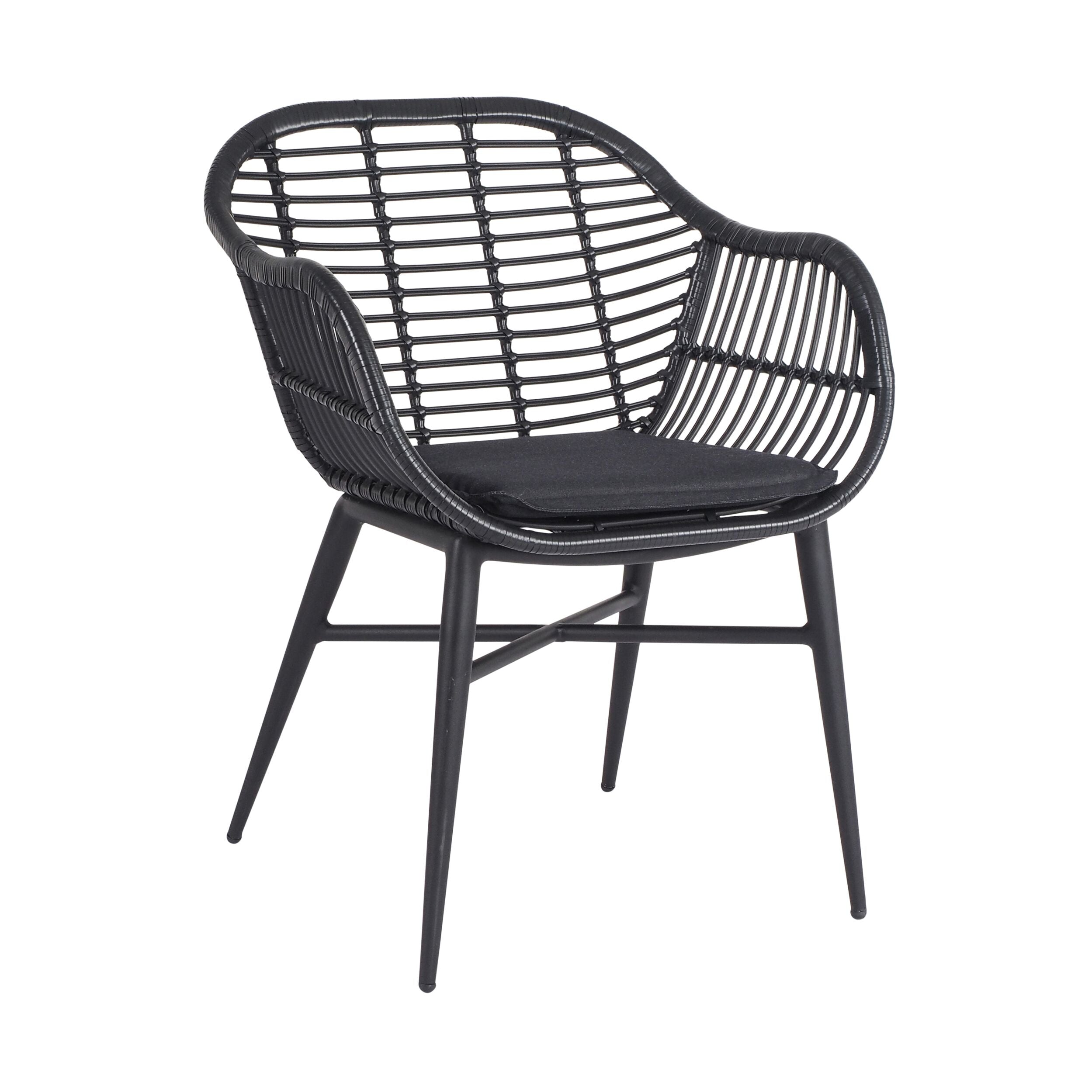 Deck Outdoor Wicker Dining Chair Matte Black