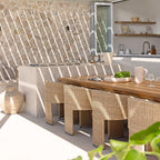 Table de salle à manger en bois massif de teck recyclé à piètement croisé naturel 400cm