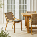 Chaise de salle à manger en rotin tressé d'extérieur Naturel