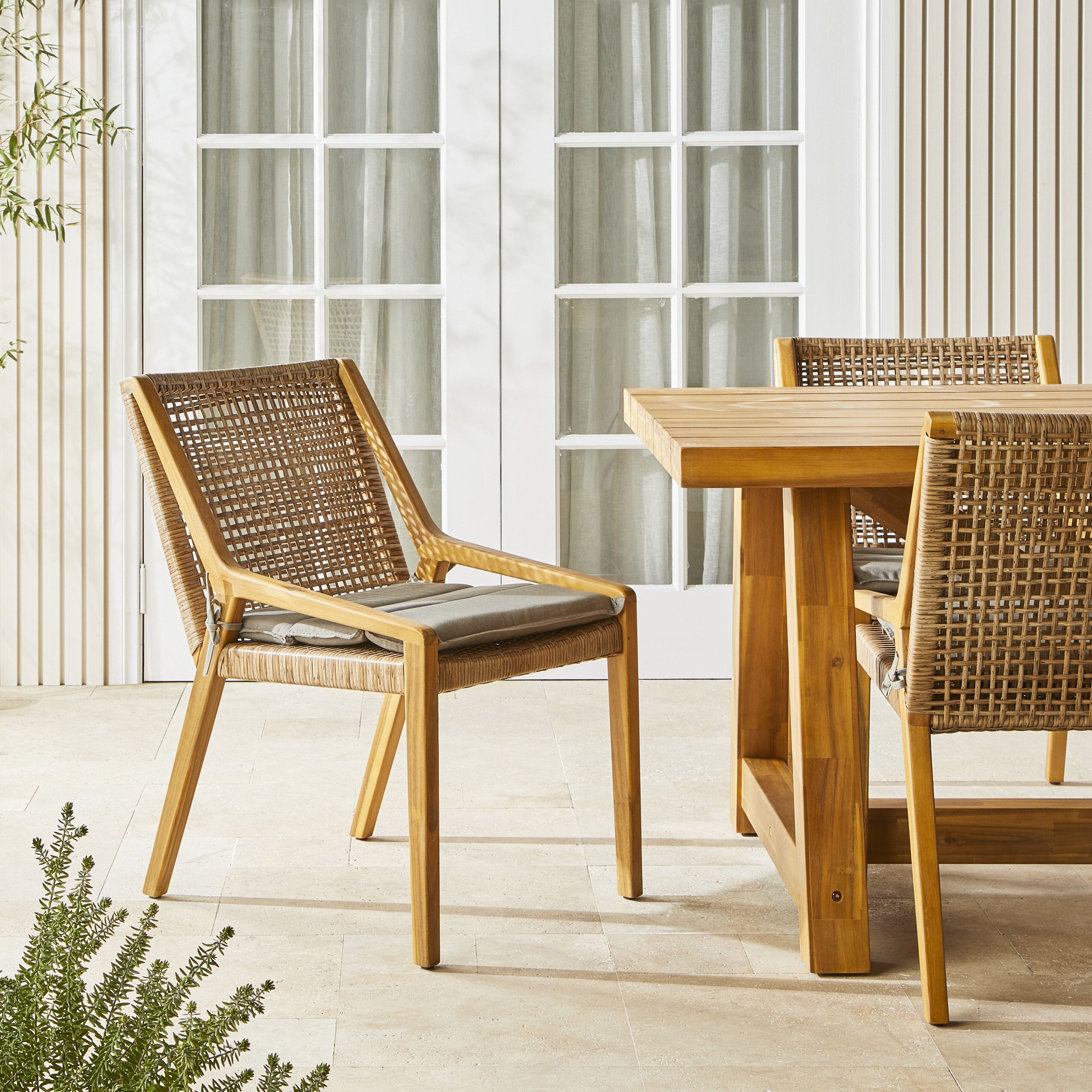 Weave Outdoor Rattan Wicker Dining Chair Natural