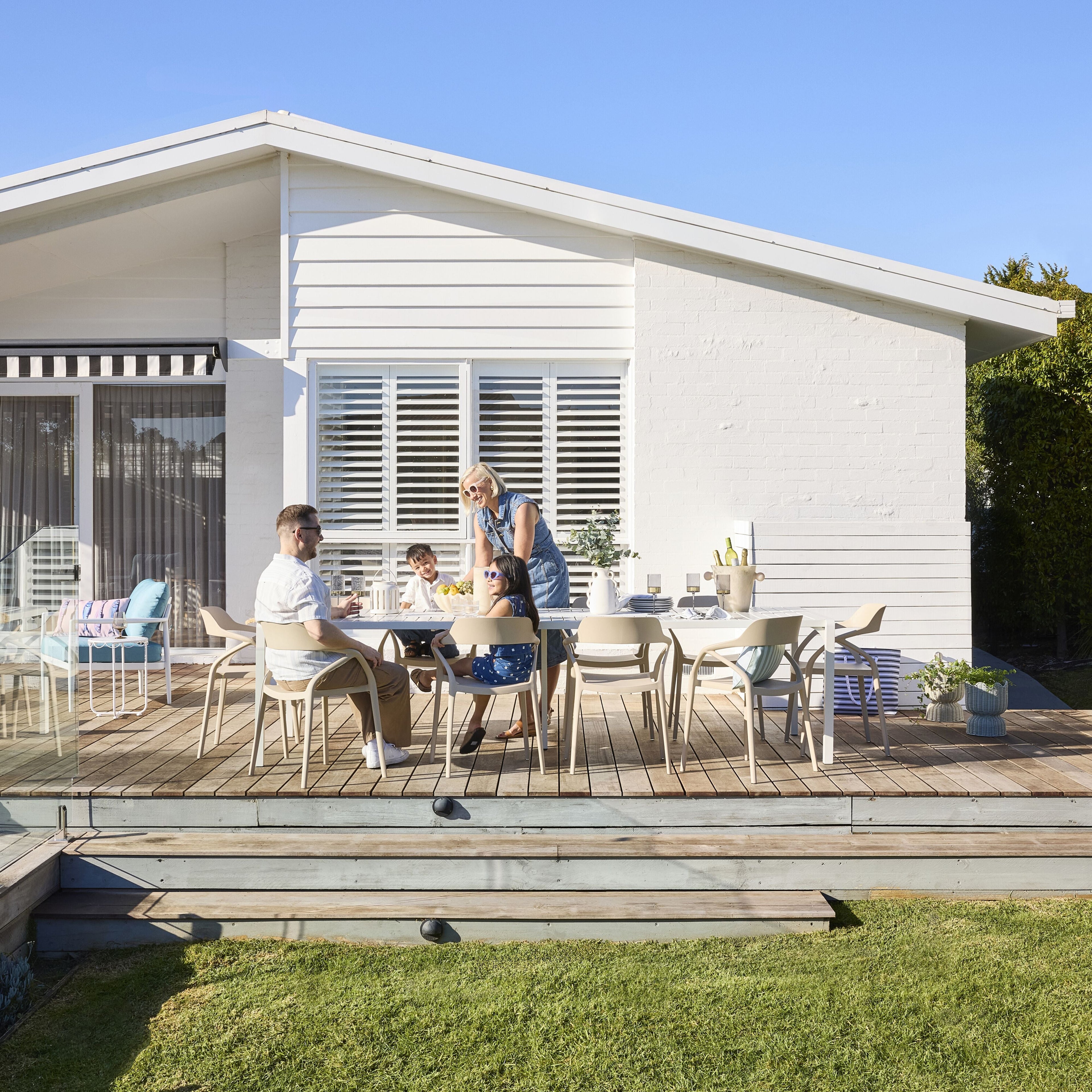 Kace Outdoor Aluminium Dining Table Gloss White 300cm