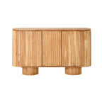 Buffet Kade en bois d'acacia 3 portes | 140 cm | Rainures verticales | Rangement moderne