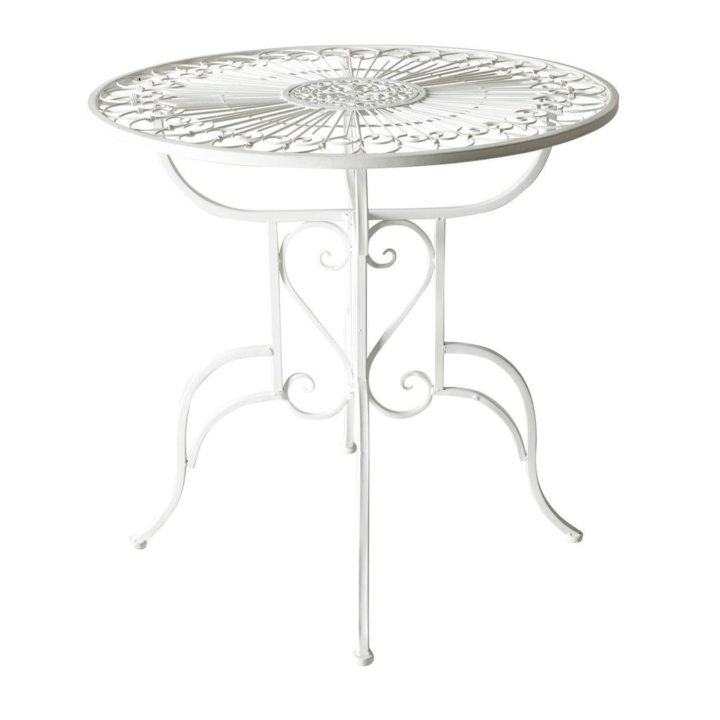 Arles French Bistro Steel Garden Table Gloss White