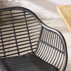 Chaise de salle à manger d'extérieur en osier mat noir Deck
