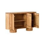 Buffet Kade en bois d'acacia 3 portes | 140 cm | Rainures verticales | Rangement moderne