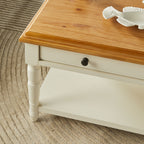 Table Basse Clover 1 Tiroir en Bois Massif Blanc Naturel