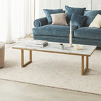 Table basse ronde Waratah en marbre, plateau blanc, or