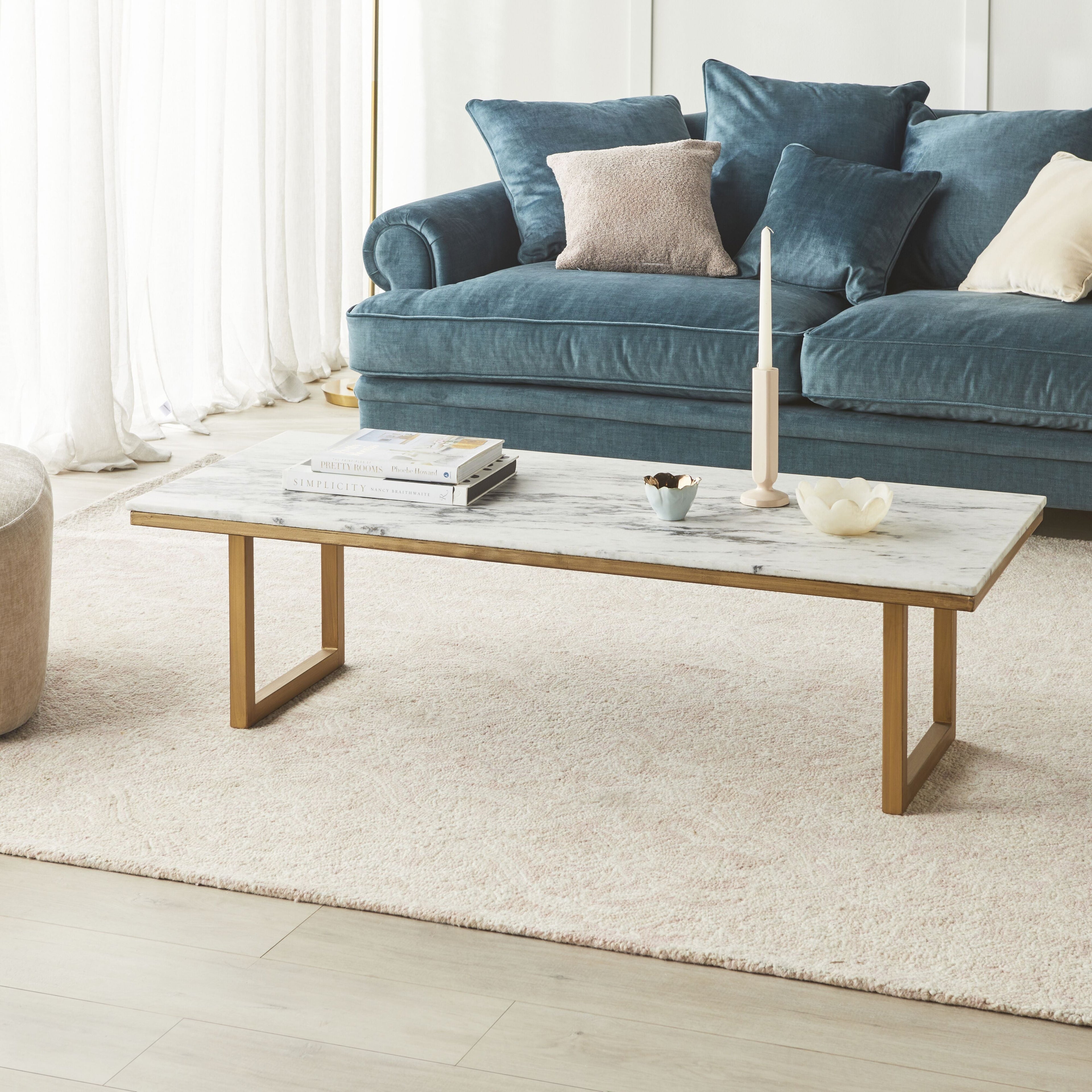 Waratah Round Marble Top Coffee Table White Gold
