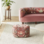 Freya Ottoman brodé velours rose